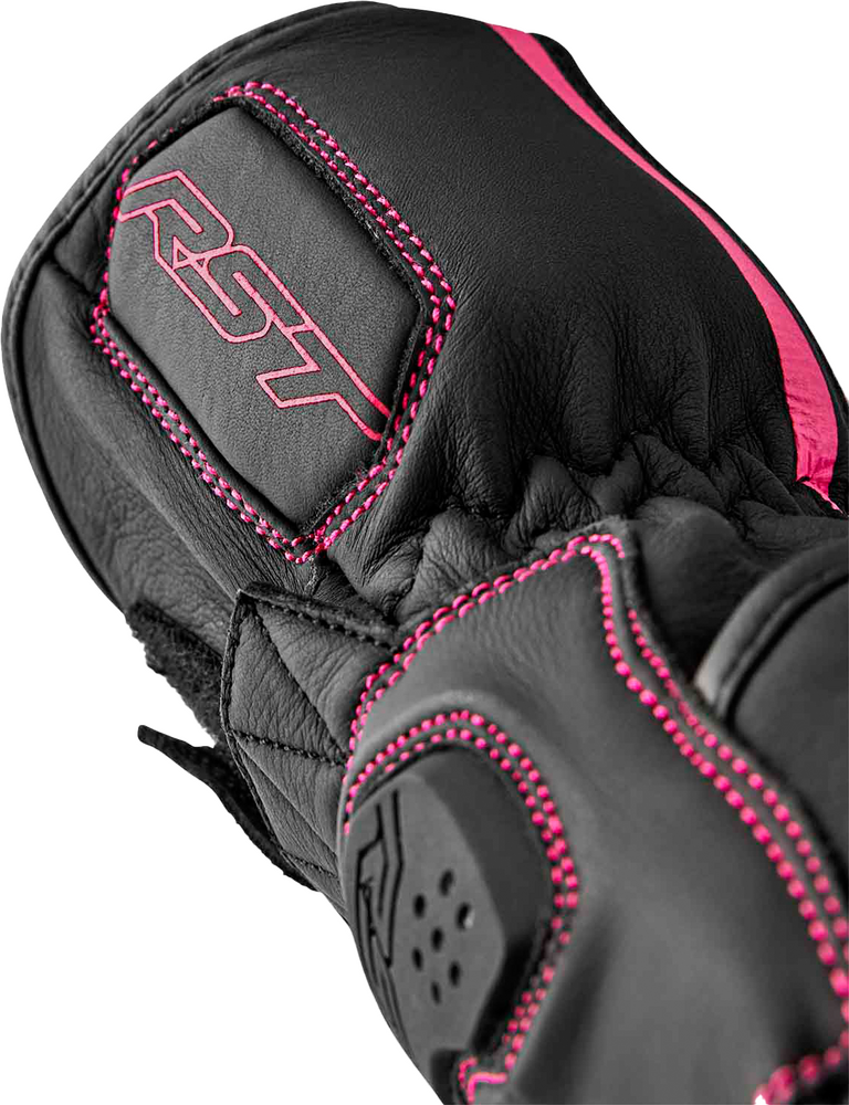 Rst 556-3653108 103653PNK-08 WOMENS S1 GLOVE BLACK/PINK LEATHER LG
