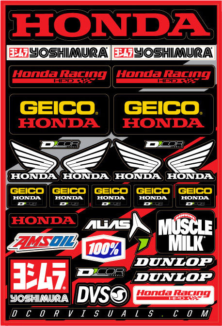 D'cor Visuals D-Cor Team Geico Honda Decal Sheet 12"X18" - 40-10-114