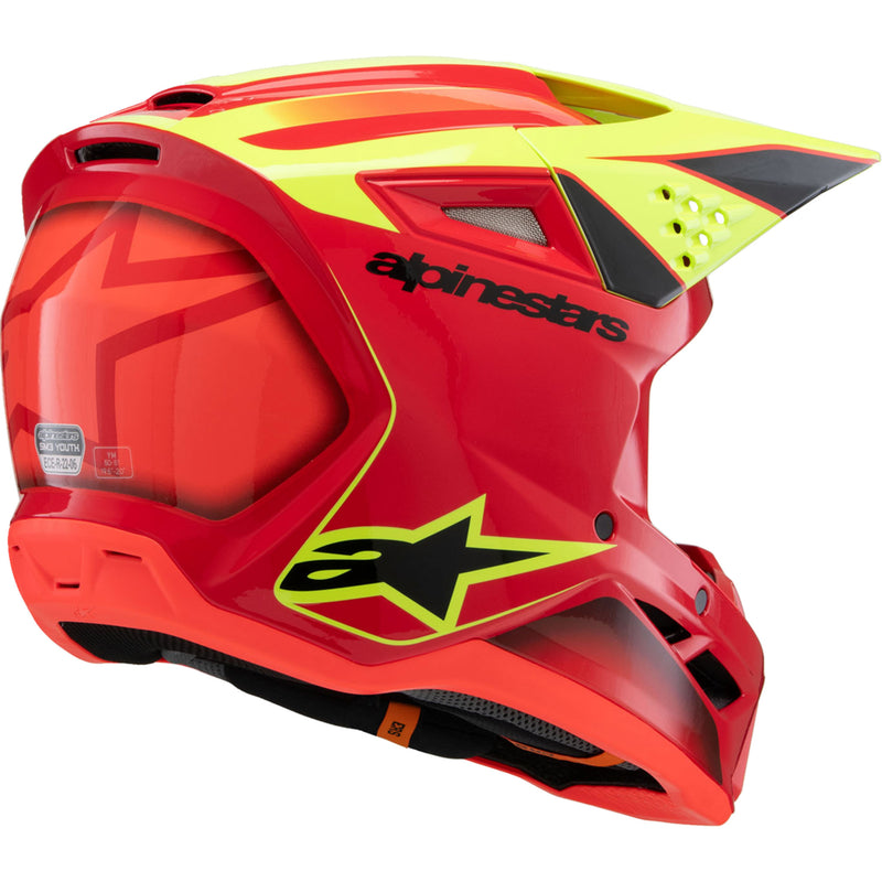 ALPINESTARS Youth SM3 Fray Helmet - Gloss Red/Yellow Fluo/Black