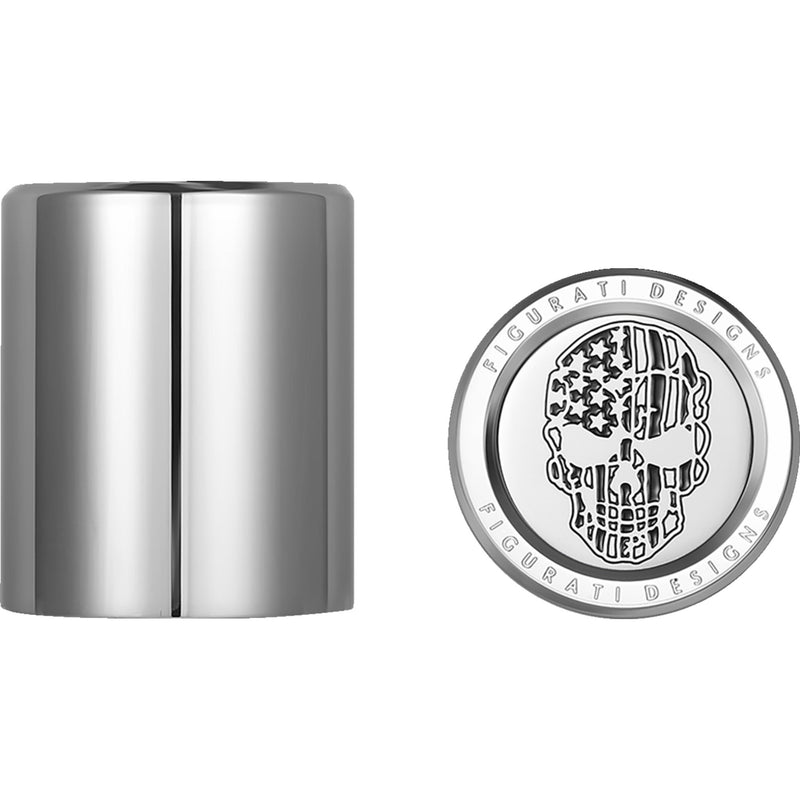 FIGURATI DESIGNS 3550-0355 FD27-DC-2730-SS Docking Covers american flag skull - contrast cut - silver