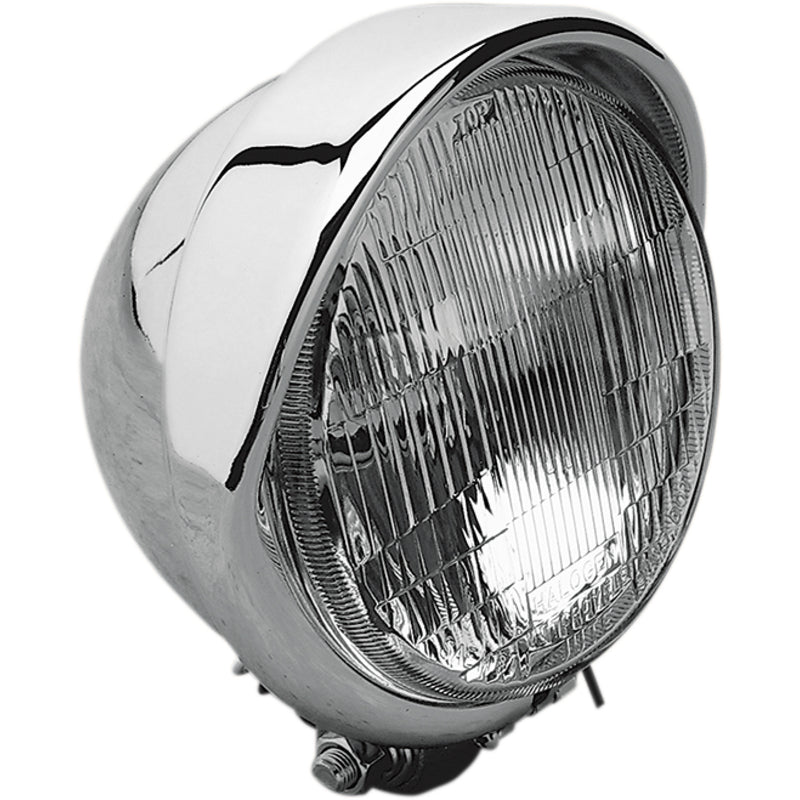 DRAG SPECIALTIES DS-280095 5-3/4" Chrome Headlight Assembly w/ Built-In Visor H-4 Headlight with Visor- 5-3/4" - Chrome