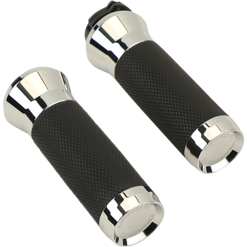 LA Choppers Grips TBW Chrome - LA-7492-00 For Harley Motorcycles 2008-2022