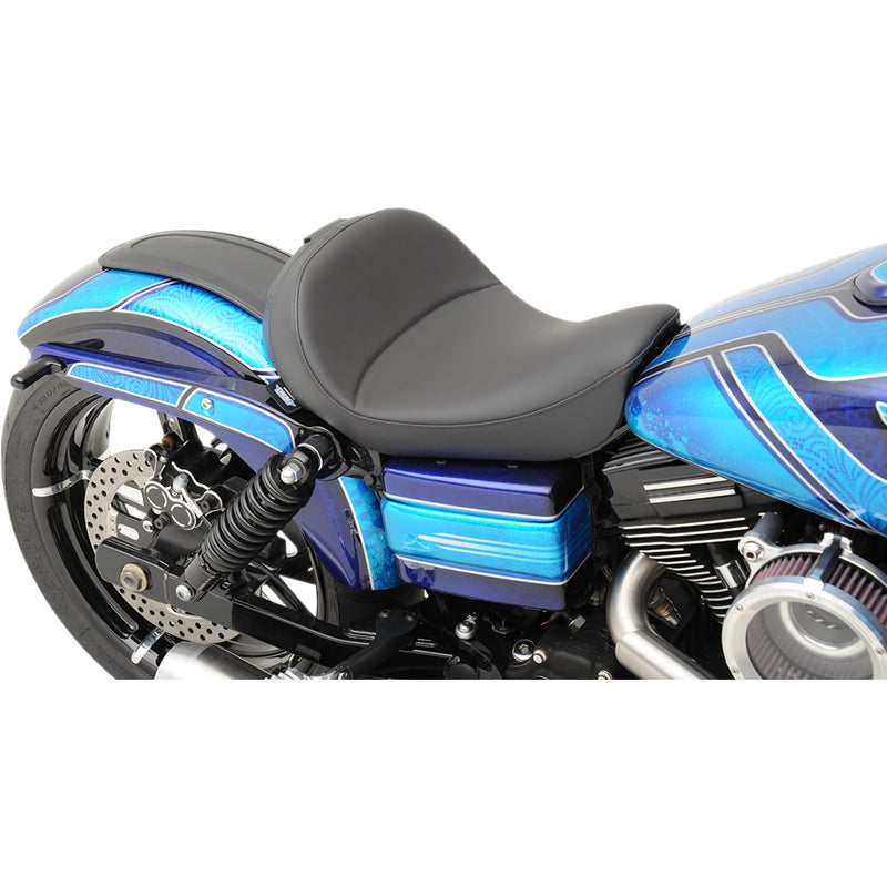 Drag Specialties Solo Seat With EZ Glide II™ Backrest Option Solo Seat Mild Stitched Driver's Backrest - 0803-0555 For Harley Motorcycles 2006-2017