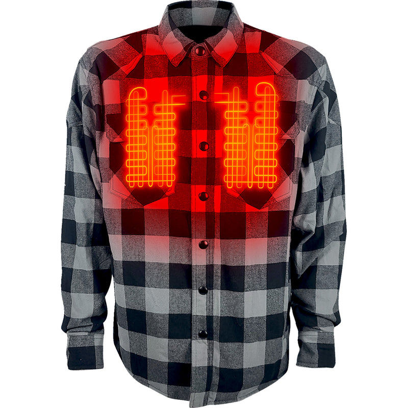 GERBING HEATED CLOTHING 7 V Battery Flannel Shirt Gray/Black