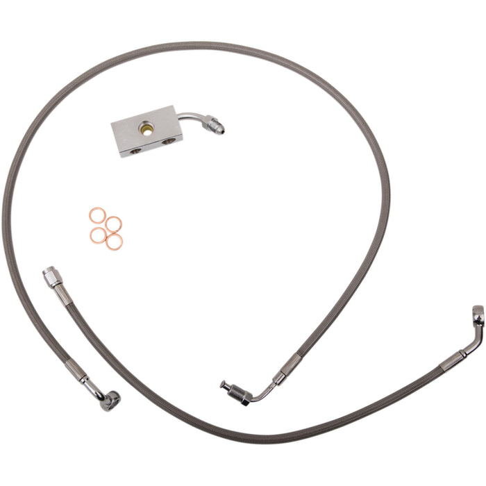 LA CHOPPERS 1741-5494 LA-8152B19 Stainless Steel Brake Line Kit Brake Lines - 18" - 20" Ape Hanger Handlebars - Stainless Steel