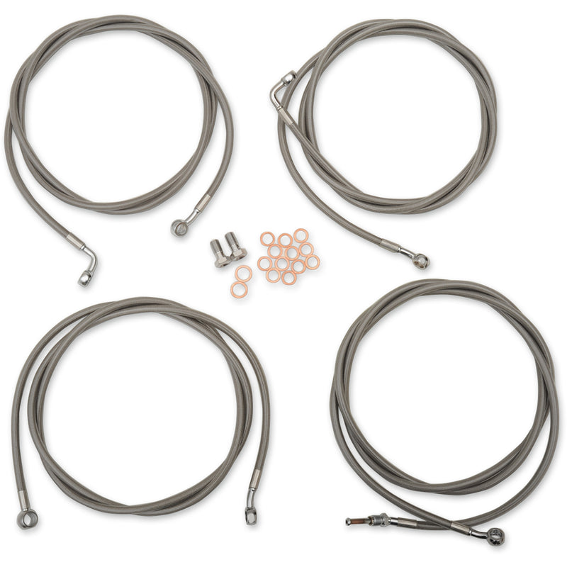 LA Choppers Standard Stainless Braided Handlebar Cable Brake Line Kit 15"-17" Ape Hangers - LA-8054KT-16 For Harley Touring 2017-2020