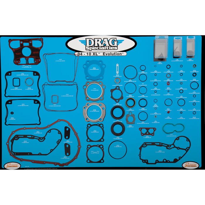 DRAG SPECIALTIES 0934-1878 Gasket, Seal and O-Ring Display for 04-15 Xl Evolution Motors Gasket Board - XL