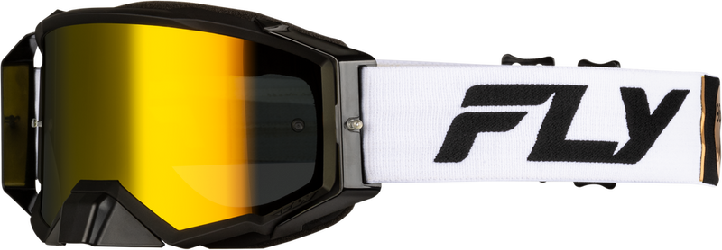Fly Racing 37-5189 37-5189 ZONE PRO GOGGLE WHITE/BLK/GOLD W/ GOLD MIRROR/SMOKE LENS