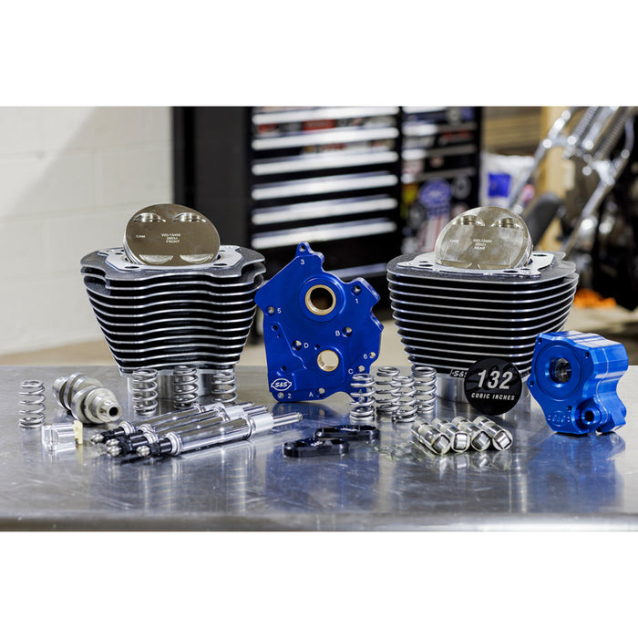 S&S CYCLE 0904-0103 310-1235 132" Power Package Engine Performance Kit - Chain Drive - Water Cooled - Highlighted Fins - M8