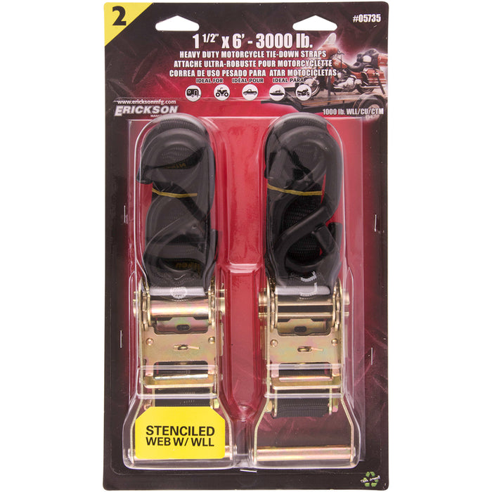ERICKSON 3920-0409 05735 1.5" X 6' Ratchet Straps Ratchet Straps - 1.5" x 6' - Black