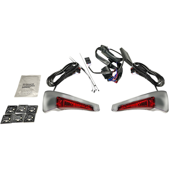 CUSTOM DYNAMICS 2040-2542 CD-TPBR-14-RC Sequential Tour Pak Seat Back Rest LED Lights - Chrome/Red - FLH