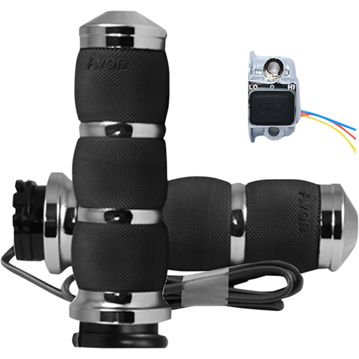 AVON GRIPS 0631-0191 AIR-90-HT Heated Grips Grips - Heated - Air Cushion - Cable - Chrome