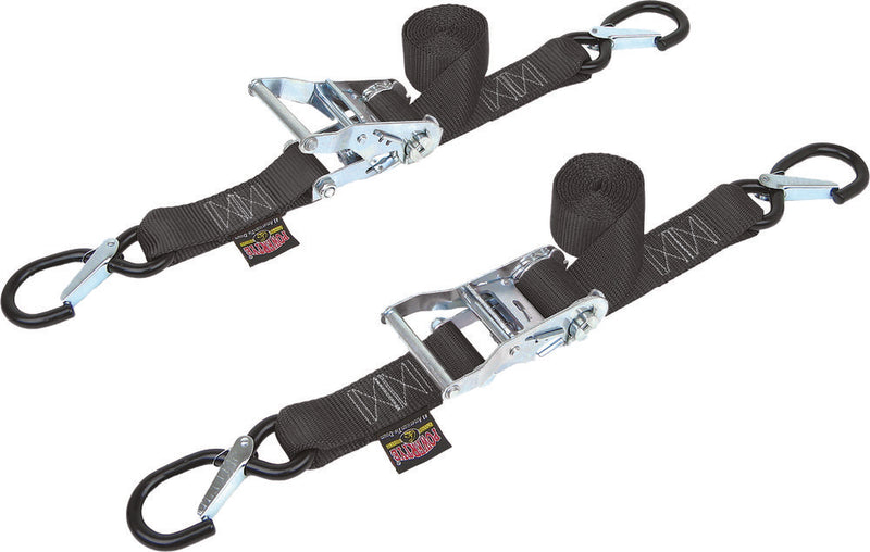 Powertye TIE-Down Ratchet SEC Hook 1.5"X6' Black Pair - 30572-S