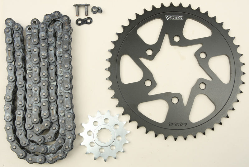Vortex Sprocket Chain Kit Steel Steel 15/45T SIL SX3 520-112L Black - CK6349 Kawasaki Ninja 2007-2012