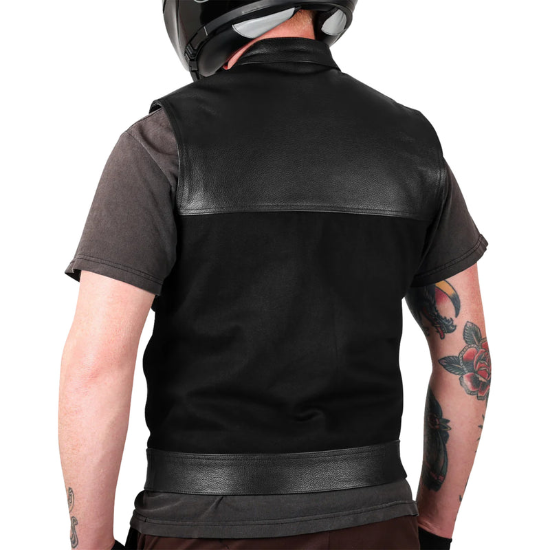 THRASHIN SUPPLY CO. Kanan Leather/Denim Riding Vest Black