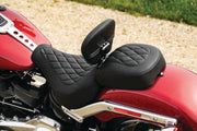 Mustang Motorcycle 83027 Mustang 18-21 Harley Fat Boy Wide Tripper Passenger Seat Diamond Stitch - Black - User 1