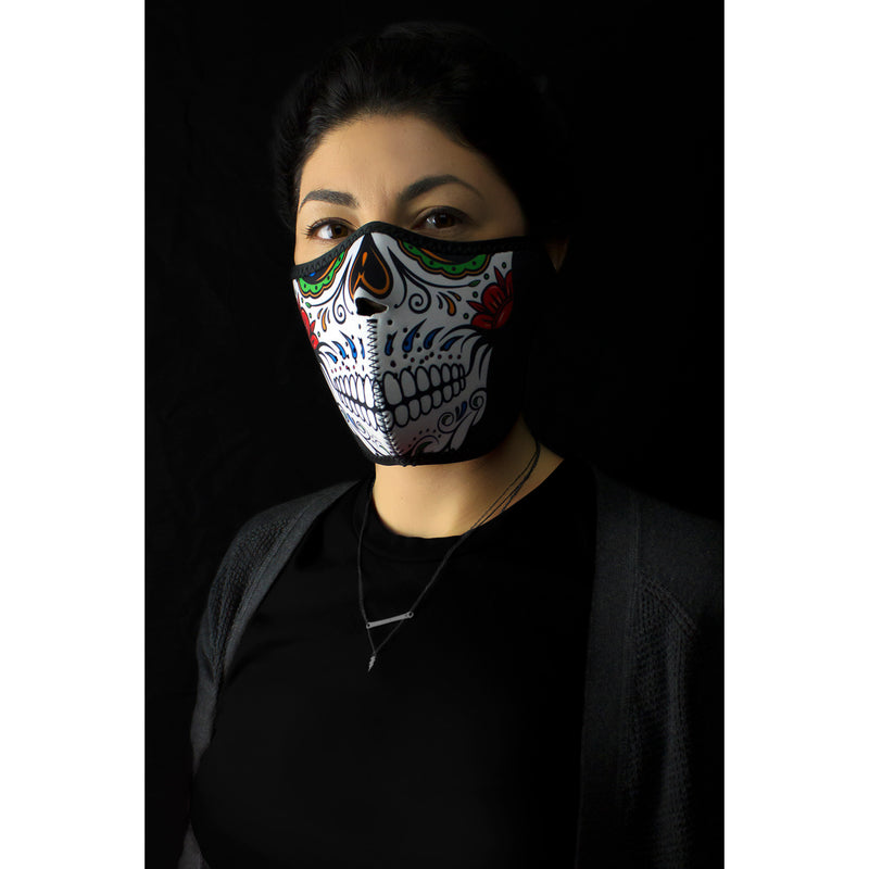 ZAN HEADGEAR 2503-0283 WNFM413H Neoprene Half Mask Half Mask - Muerte Skull