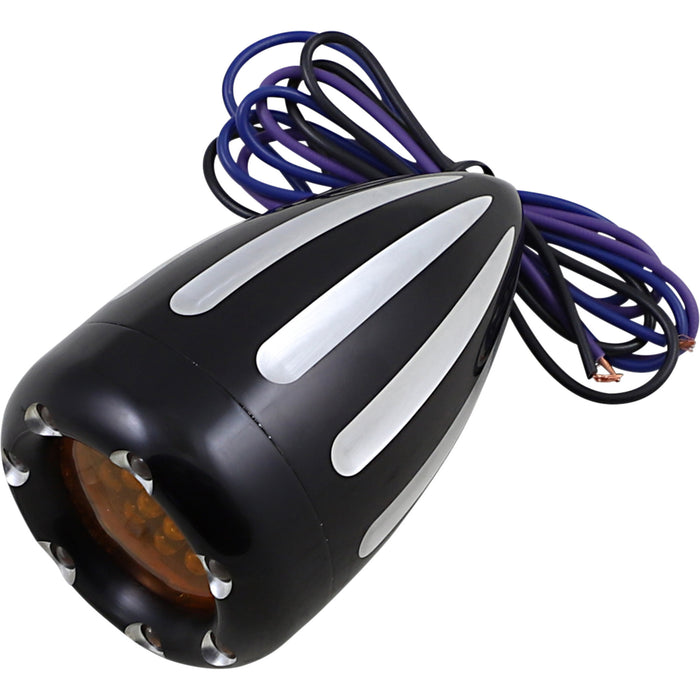 ARLEN NESS 2040-0837 12-753 Deep Cut Factory Style Turn Signals W/ LED Fire Ring - Black/Amber - Amber Ring