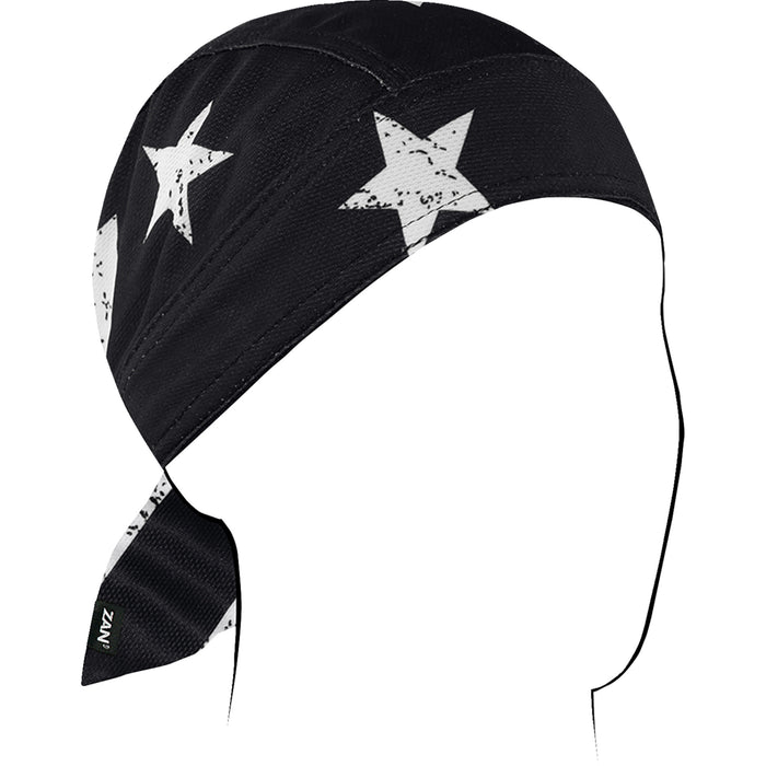 ZAN HEADGEAR 2504-0549 ZM091 Flydanna® Micro-Mesh Polyester Headwrap black/white flag