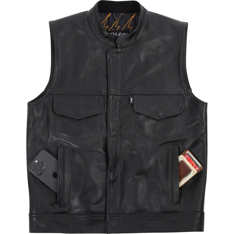 THRASHIN SUPPLY CO. Mulholland Leather Riding Vest Black