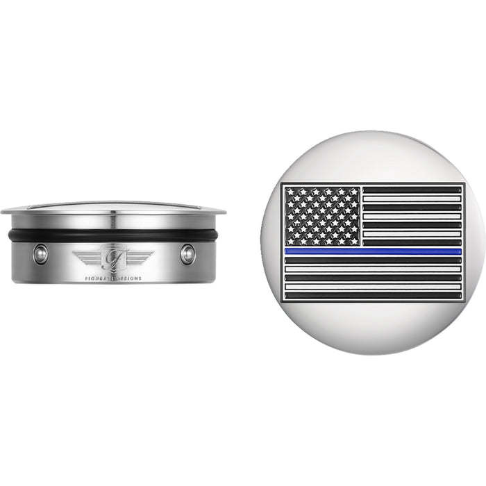 FIGURATI DESIGNS 1303-0371 FD70-ABFL-SS Swing Arm Covers blue line american flag - custom - reversed