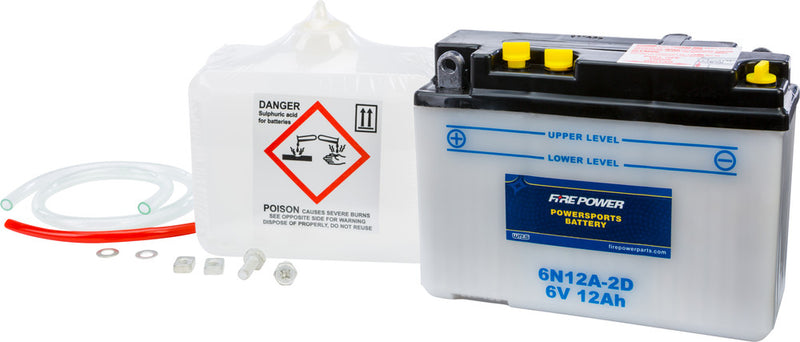 Fire Power Battery W Acid 6V - 6N12A-2D Honda CM185T Twinstar / CM200T Twinstar 1978-1980