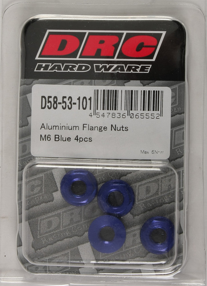 Drc 634-8306B D58-53-101 ALUMINUM FLANGE NUTS BLUE M6X12MM 4/PK