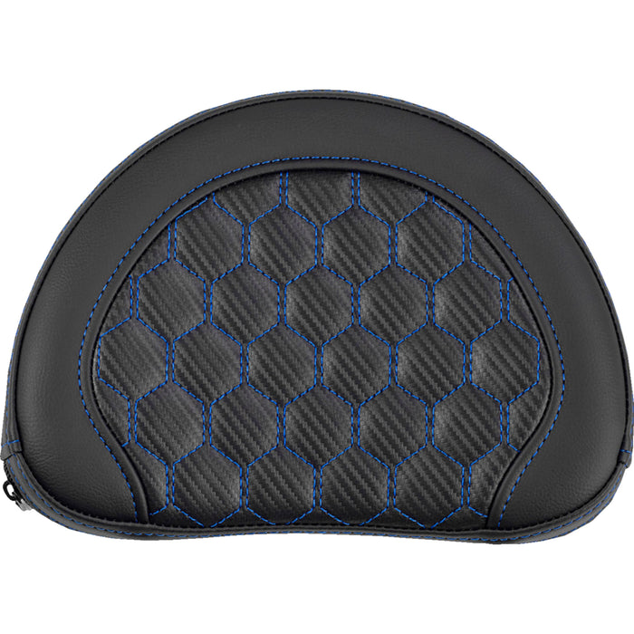 SADDLEMEN 0822-0665 051319001 Contoured Sissy Bar Pad honeycomb - blue stitch