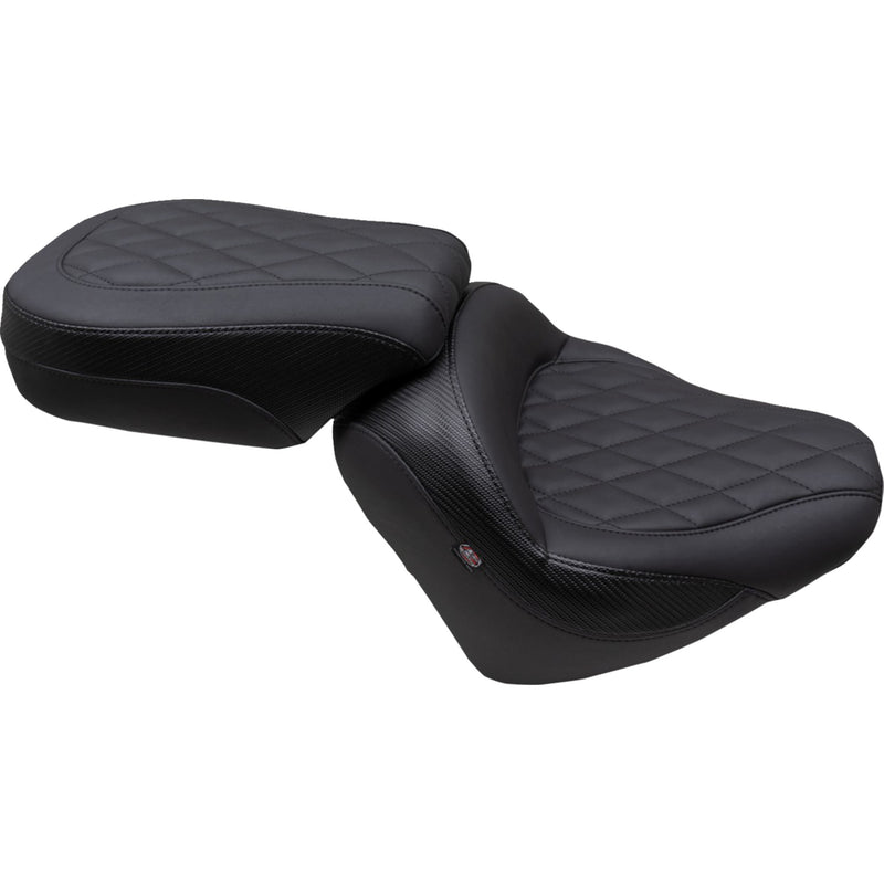 Mustang Standard Touring Solo Seat Without Driver Backrest Black Diamond Stitch - 88203 For Indian 2022-2023
