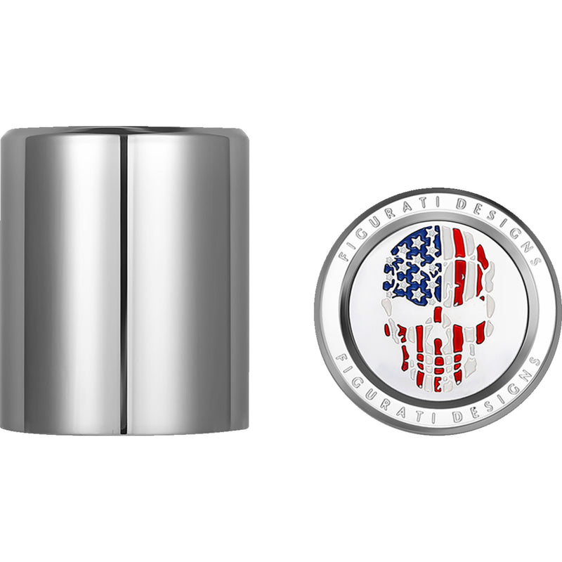 FIGURATI DESIGNS 3550-0353 FD24-DC-2730-SS Docking Covers red/white/blue american flag skull - silver