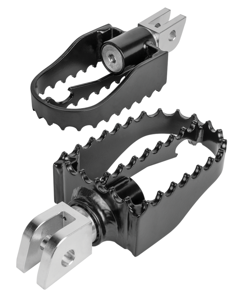 Burly Brand MX Style M8 Rider Footpegs Black - B13-1007B For Harley Softail 2018-2024 | Triumph Thruxton 2004-2015