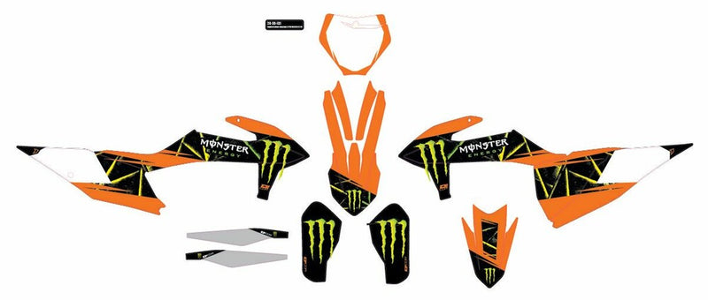 D'cor Visuals D-Cor Cmplt Kit Monster Energy Slash White BG - 20-30-131 KTM Dirt Bikes 2019-2022