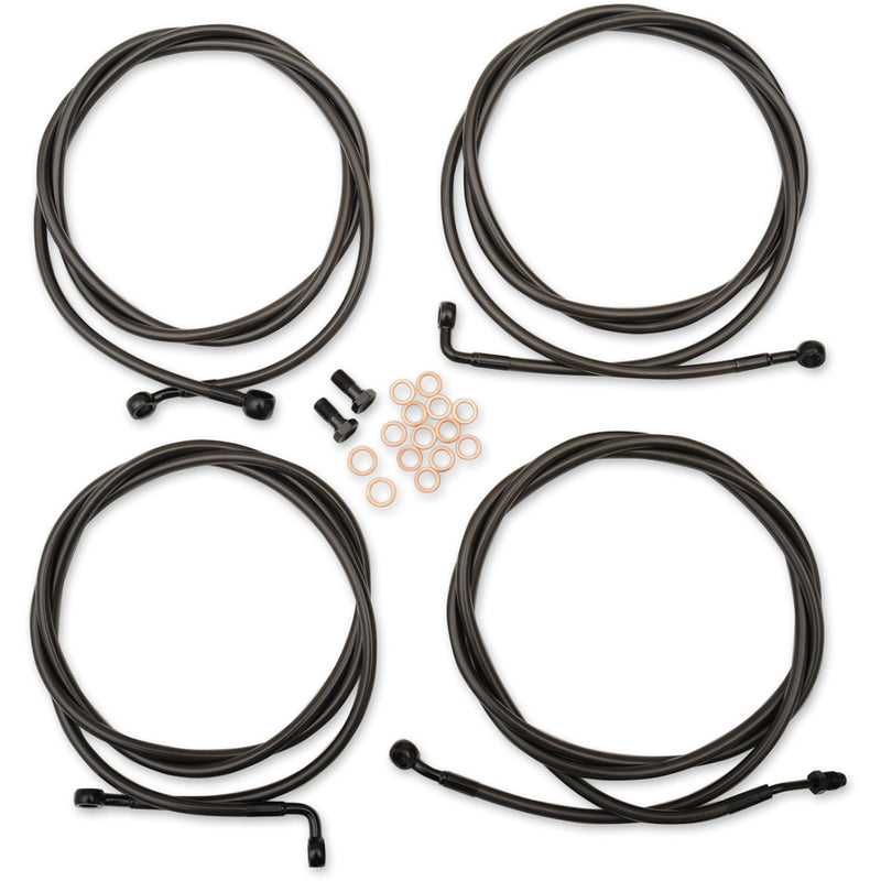 LA Choppers Standard Midnight Braided Handlebar Cable Brake Line Kit — Ape Hanger 18"-20" Ape Hangers - LA-8054KT-19M For Harley Touring 2017-2020