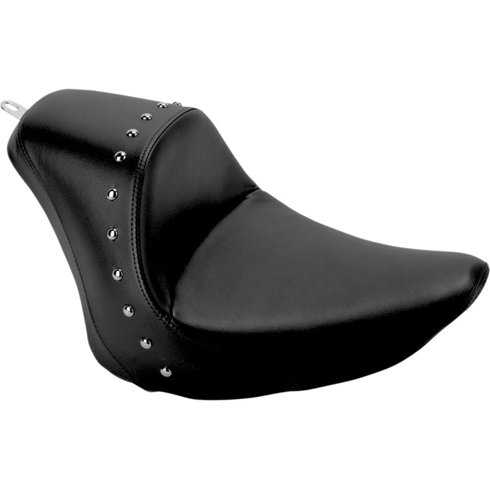 SADDLEMEN 0802-0592 806-12-0011 Heels Down Solo Seat - Without Backrest - Studded - Black - FXST