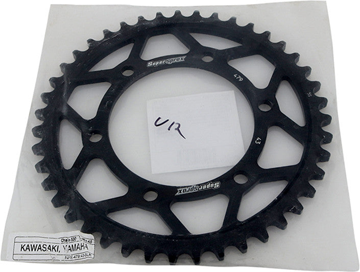 Supersprox Rear Sprocket Steel 43T-530 Black - RFE-479-43-BLK For Kawasaki Ninja 600R / 600R Ninja 1985-1997 | Husqvarna TC 65 2018-2021