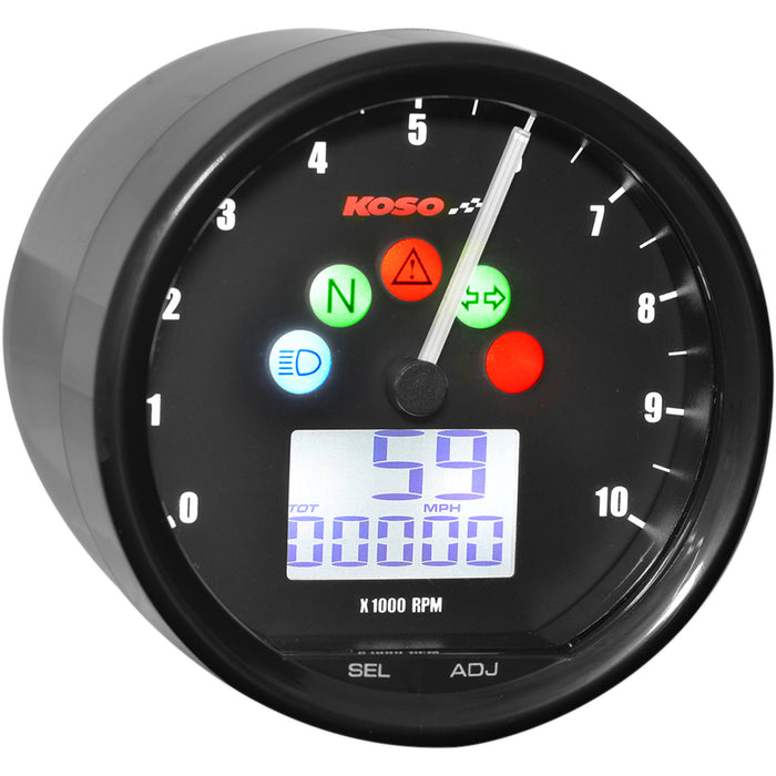 KOSO NORTH AMERICA 2211-0177 BA058100-HD TNT-02 Multifunction Meter TNT-02 Multifunction Speedometer/Tachometer - 2.69" Diameter x 1.51" Depth