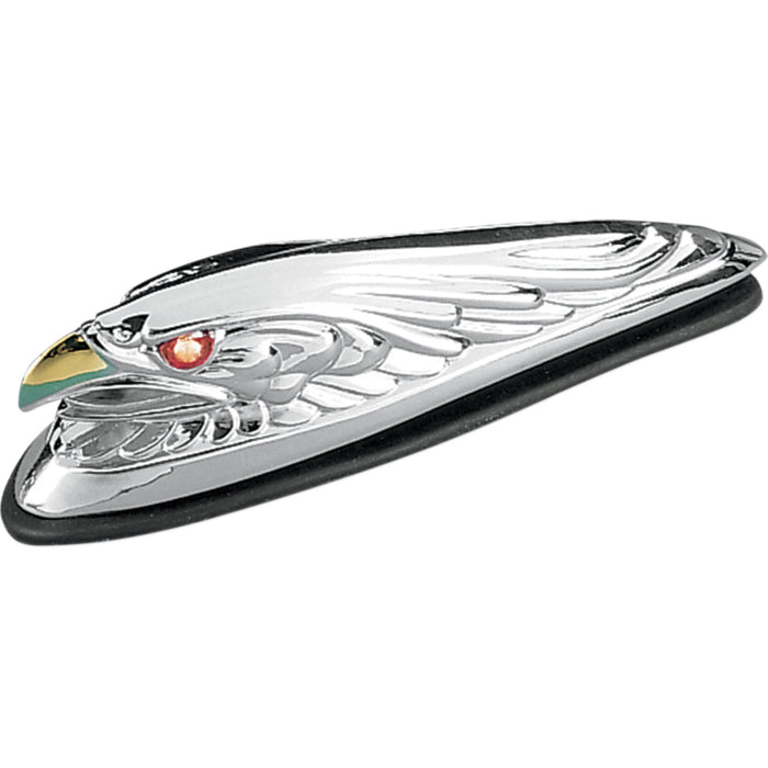 DRAG SPECIALTIES Eagle Head Front Fender Ornament with Lights - Eyes Chrome