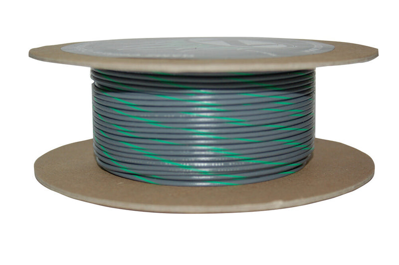 Namz Custom Cycle 850-08953 NWR-85-100 #18-GAUGE GREY/GREEN STRIPE 100' SPOOL OF PRIMARY WIRE