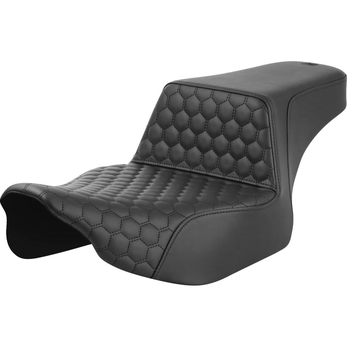 SADDLEMEN 0801-1831 823-07-17800 Honeycomb Step-Up Seat - Extended Reach - Front Honeycomb - Black Stitch - FL '23-'24