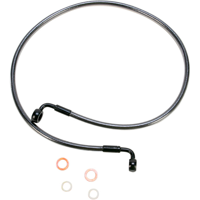 MAGNUM SHIELDING 1741-3394 46254SW E-Z Align Braided Single Disc Front Brake Line - 90/90° - 54" - Black Pearl