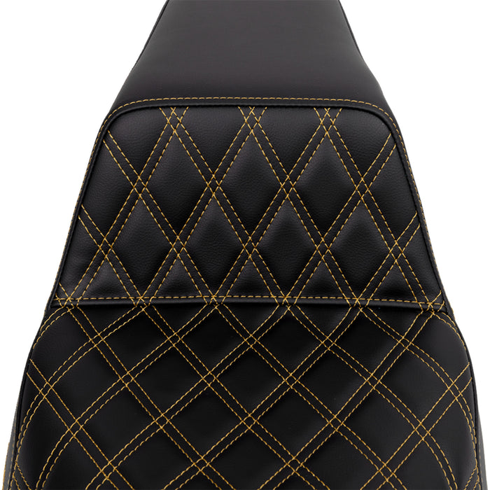 SADDLEMEN 0801-1571 A808-07B-172GOL Lattice Stitch Step-Up Seat - Front Lattice Stitch - Gold Stitch - FLH/FLT '08-'23