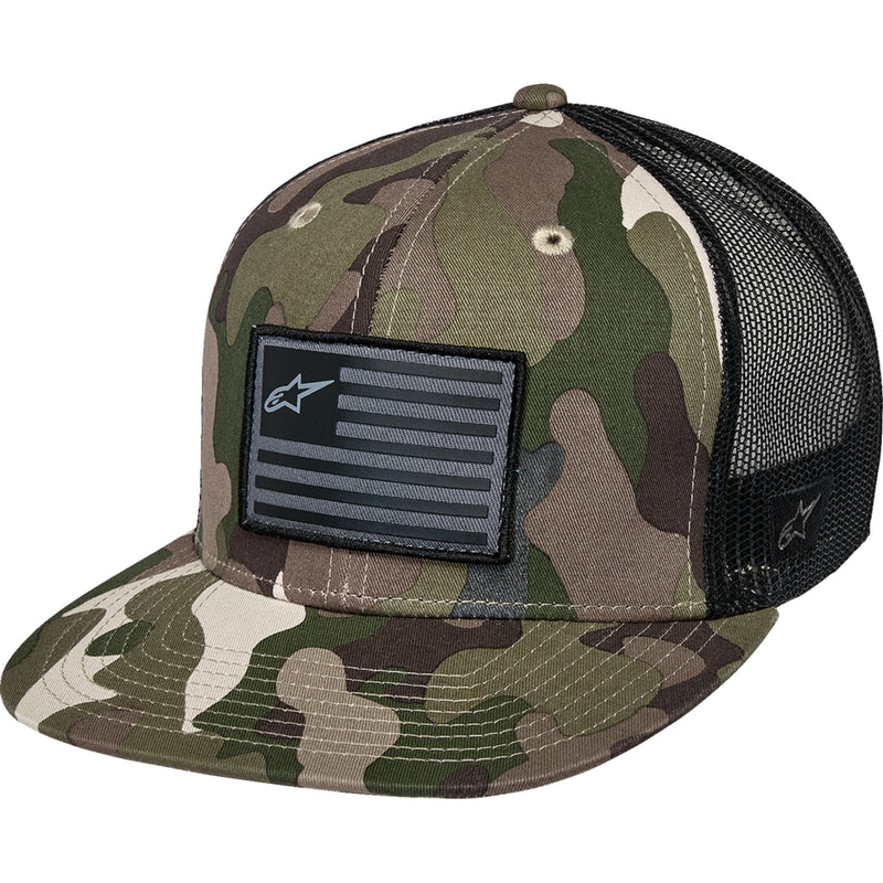ALPINESTARS 2501-4447 1235-81960-6173-OS Flag Flat Trucker Hat camo green/black