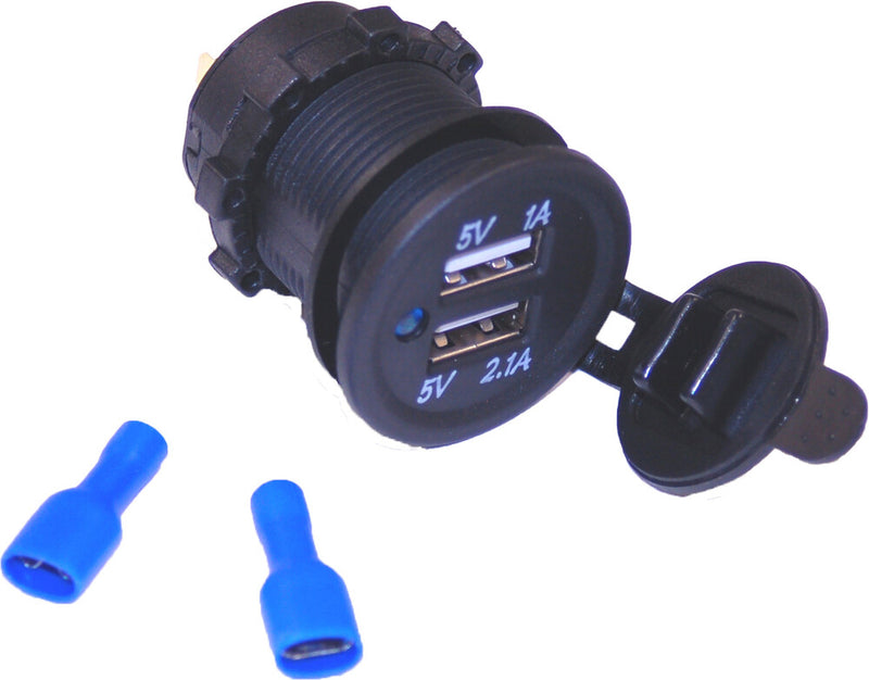 Namz Custom Cycle 850-08787 NUSB-P02 DUAL USB CHARGING PORT PANEL MOUNT W/ORING & LOCK NUT