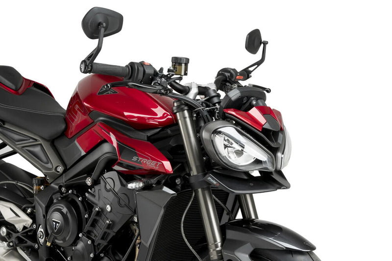 Puig Hi-Tech Parts Downforce Front Spoiler Matte Black TRI - 21594J Triumph Speed Triple 1200 / Street Triple 765 2021-2025