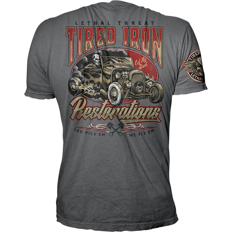 LETHAL THREAT 3030-21583 VV40174-4XL Tired Iron Restorations T-Shirt vintage velocity  - gray - 4xl