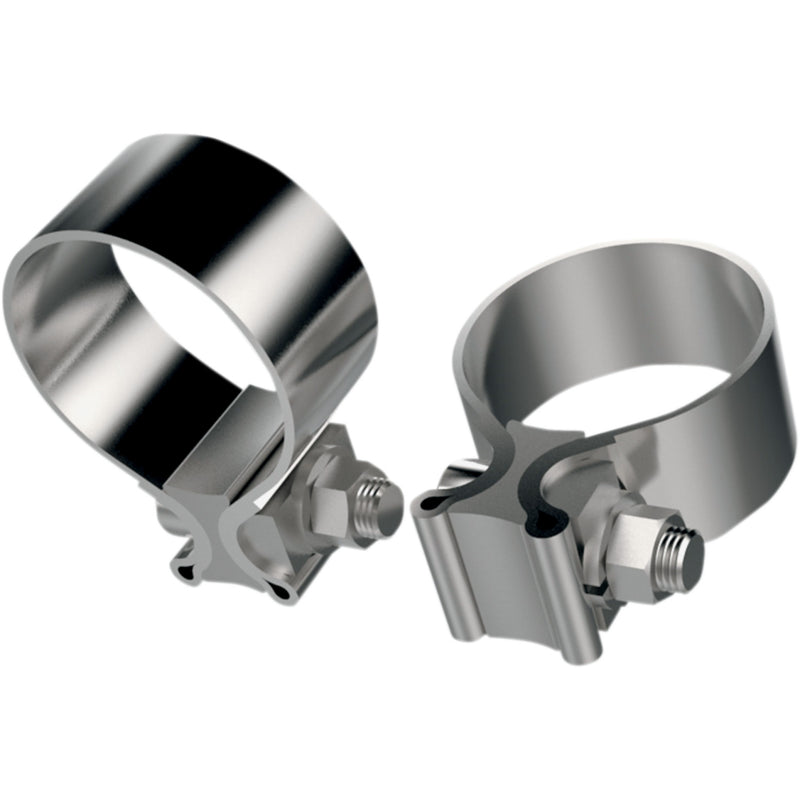 KHROME WERKS 1860-0667 203030 Stainless Steel Muffler Clamps - 1.75" x 1.25"