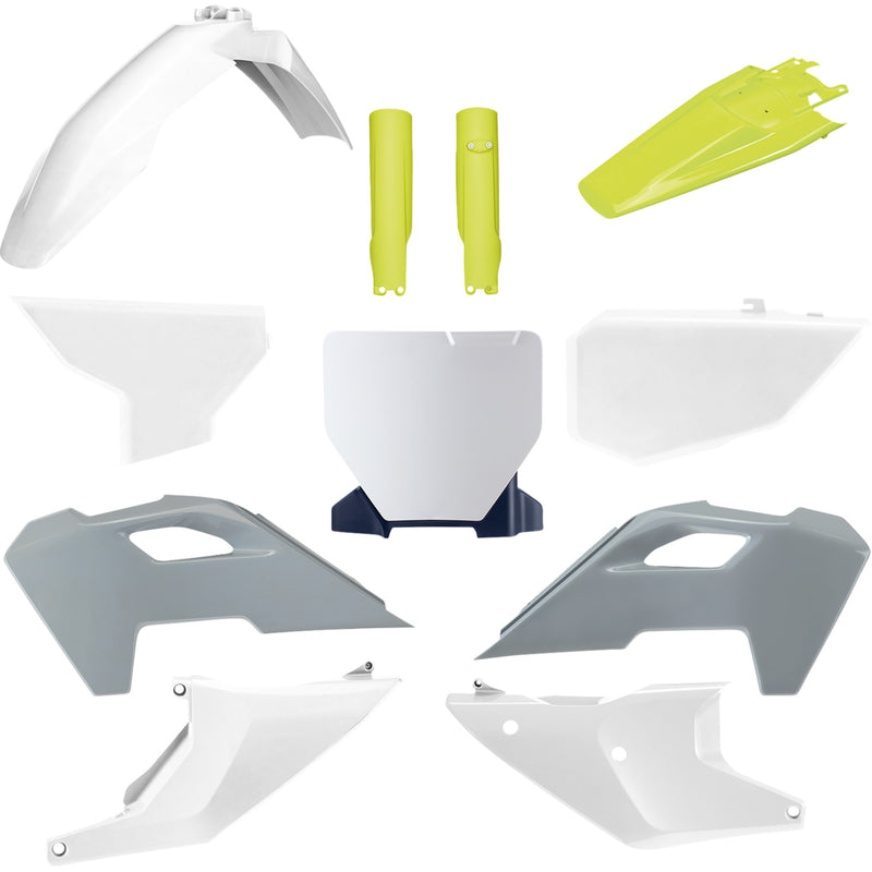 POLISPORT 1403-4638 91100 Body Kit For Husqvarna Full Plastic Kit - Gray/Yellow/White OEM '23-'24 - Husqvarna - FC/FX/TC/TX '23-'24