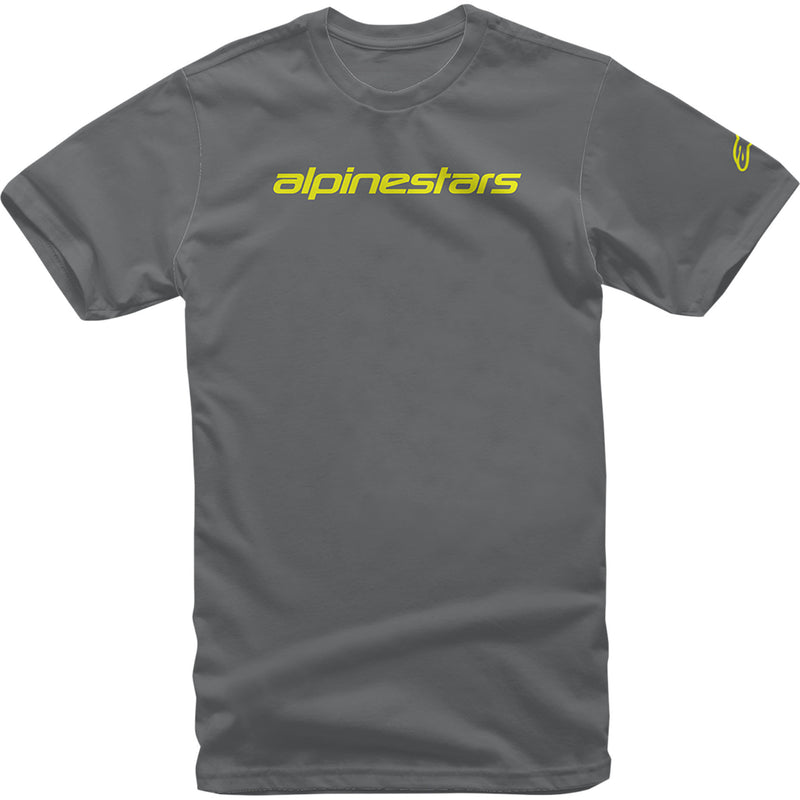 ALPINESTARS 3030-21681 1212720201852XL Linear Wordmark T-Shirt charcoal/fluorescent yellow - xl