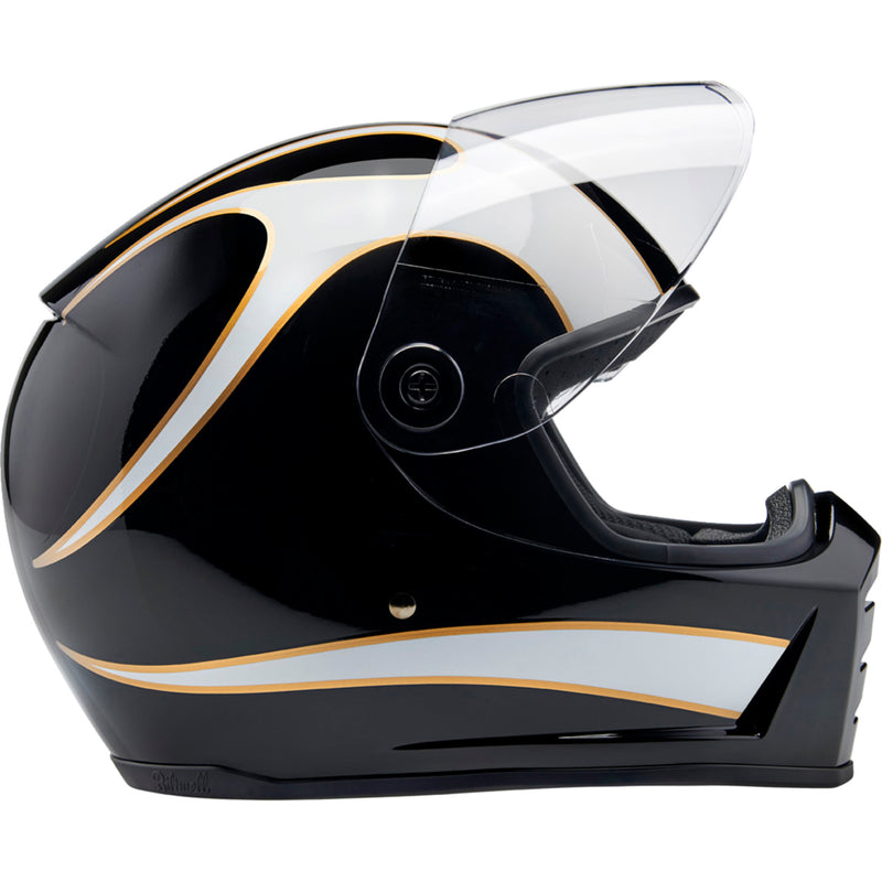 BILTWELL Lane Splitter 22.06 Helmet Gloss - Black/White Flames