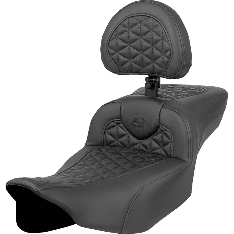Saddlemen Extended Reach RoadSofa™ Tri Gripper Seat With Backrest - 823-07-211B0 For Harley Touring 2023-2026